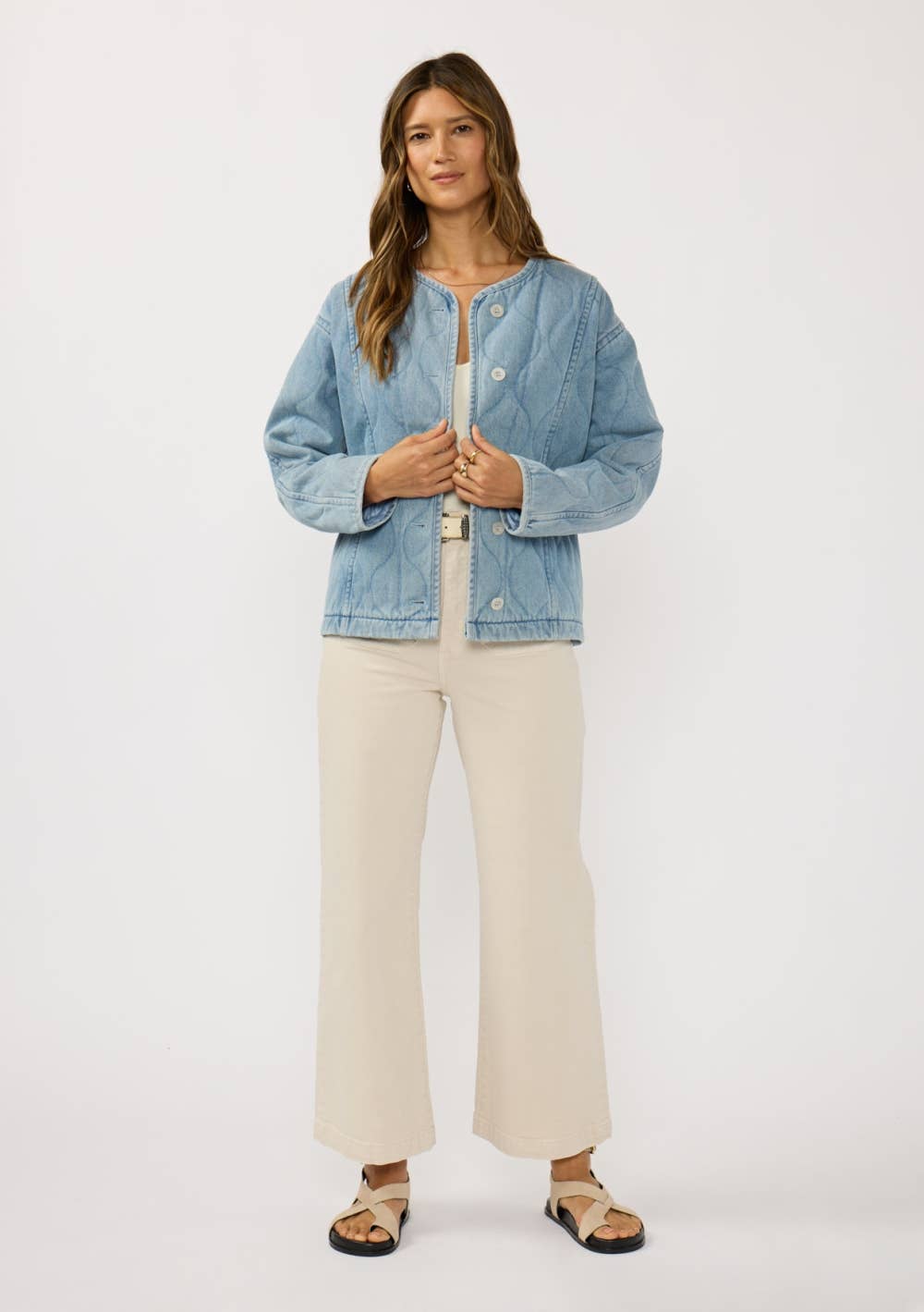 Quilted Denim Jacket With Pockets