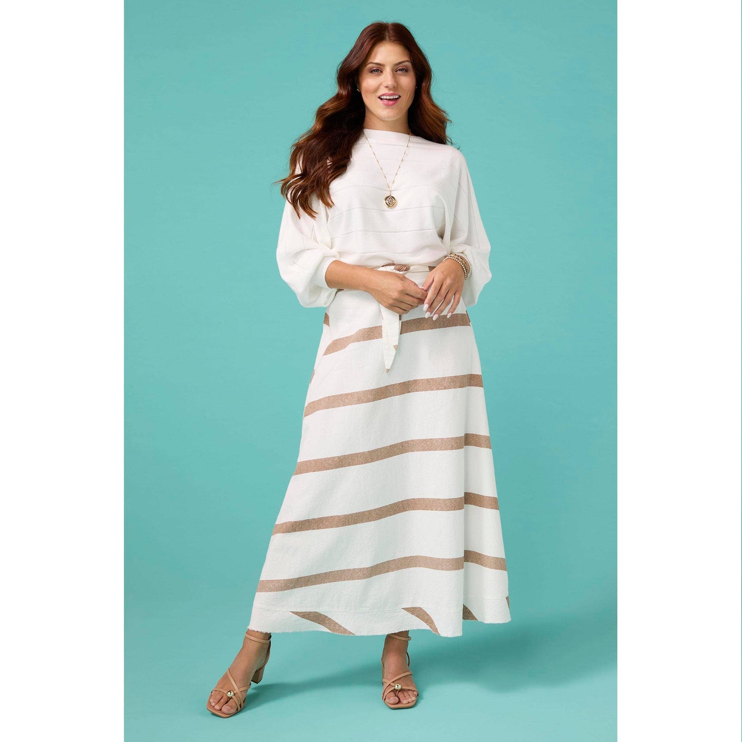 Katherine Striped Tie Waist Skirt