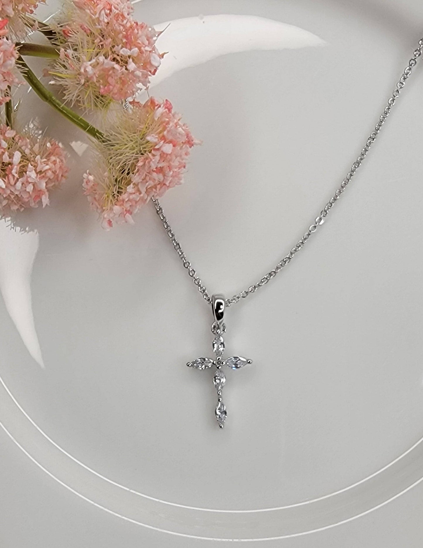 Cz Small Cross Necklace