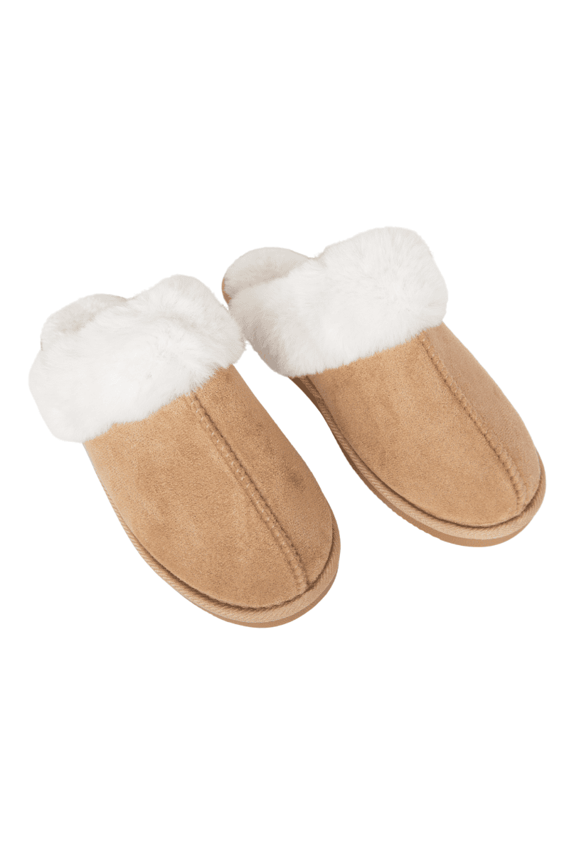 Sand Faux Fur Slip-On House Shoes