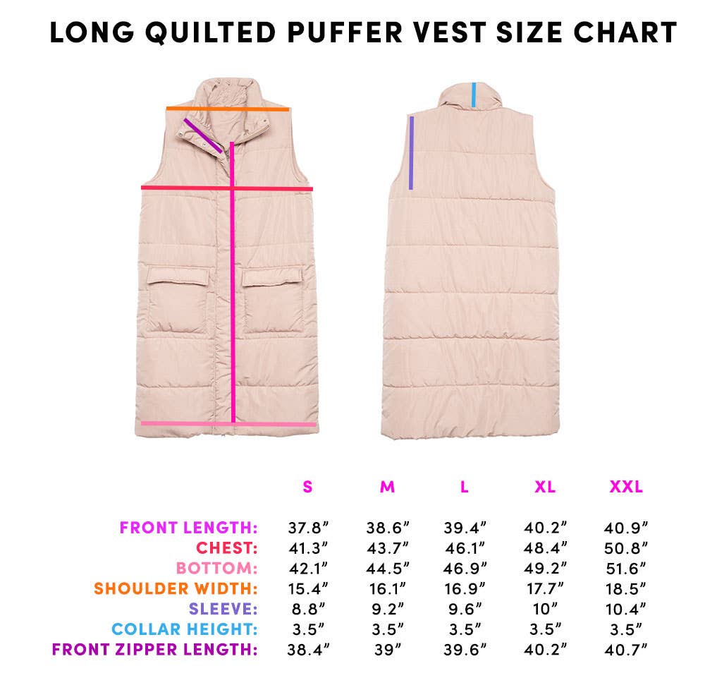 Long Puffer Wholesale Vests (Tan)
