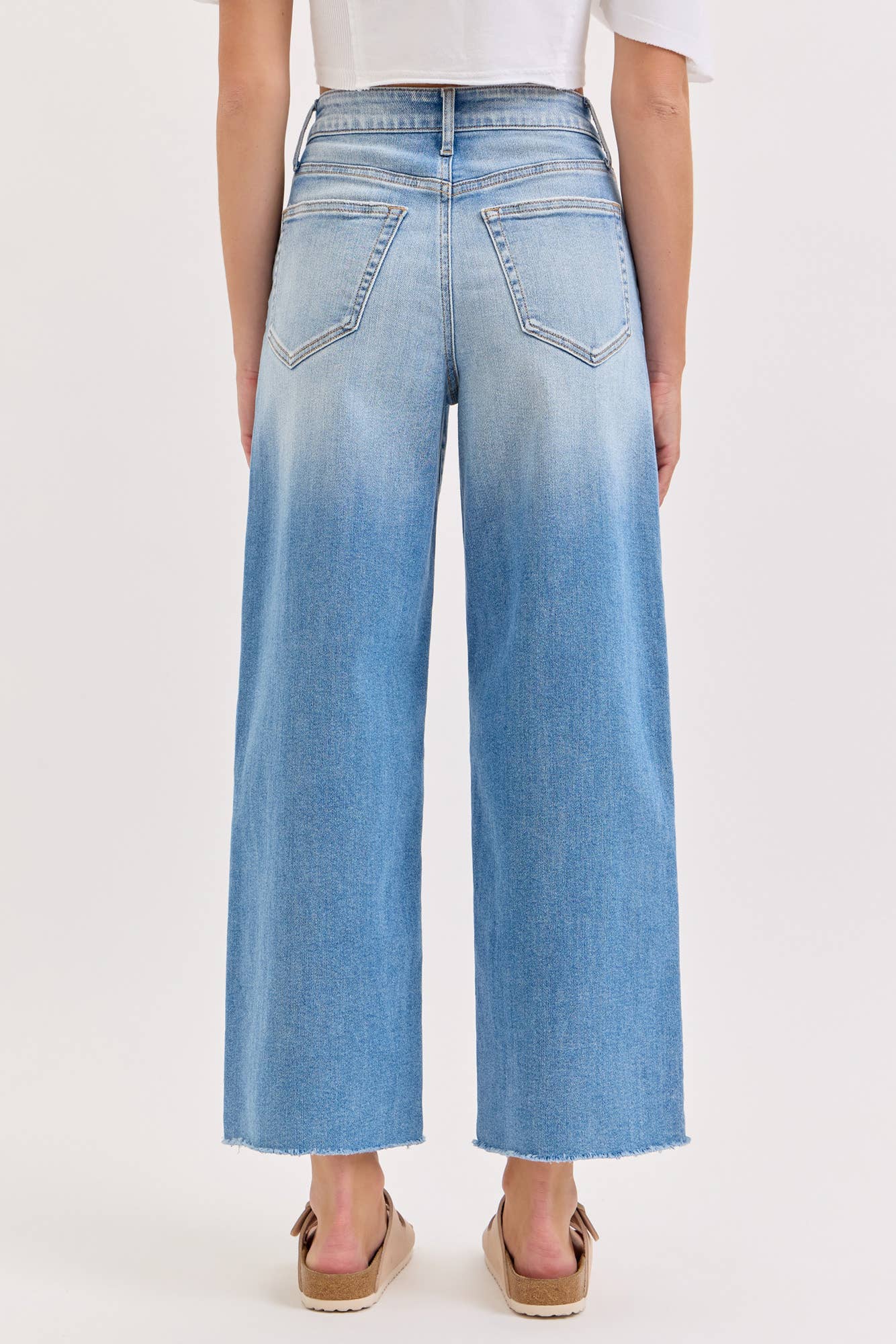 Lucy High Rise Crop Wide Leg with Raw Hem