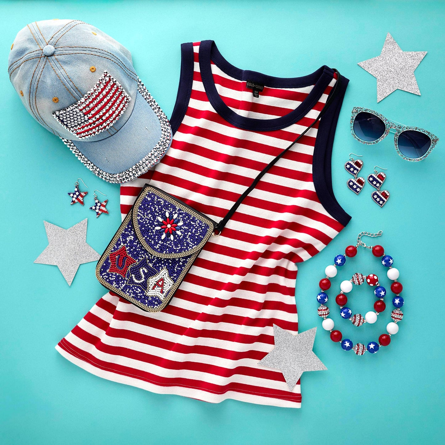 Sawyer Striped Rib Tank | 4th of July