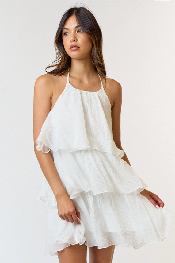 Paige Ruffled Halter Mini Dress
