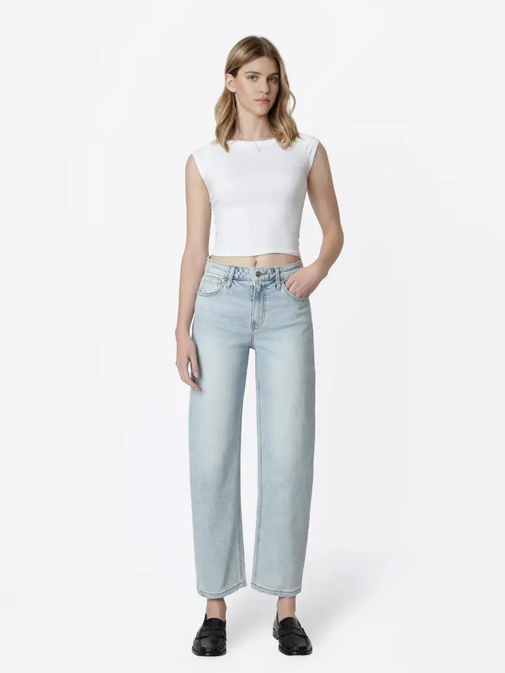Sofie Super High Rise Light Wash Barrel Leg Jeans