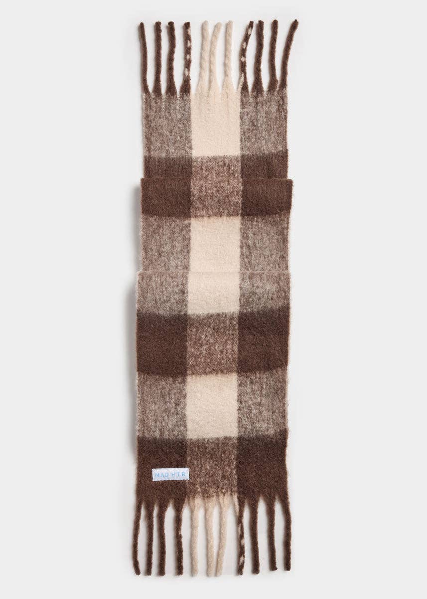Mad Hatter Oversized Blanket Scarf - Espresso & Cream