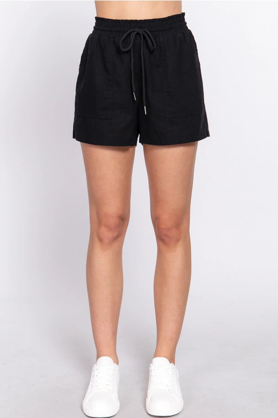 black shorts
