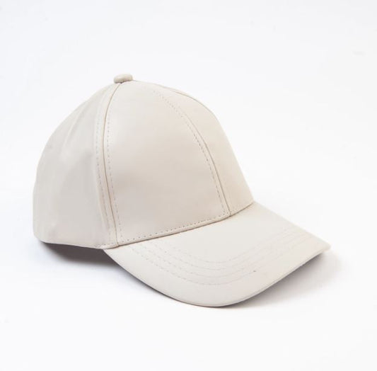 Cream faux leather baseball cap.JPG