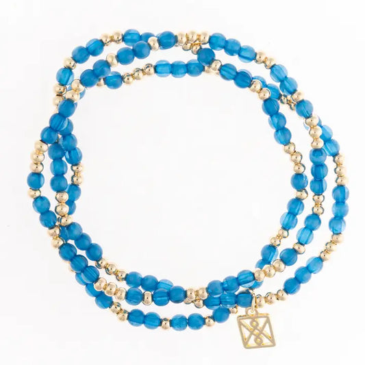 blue and gold seed bead