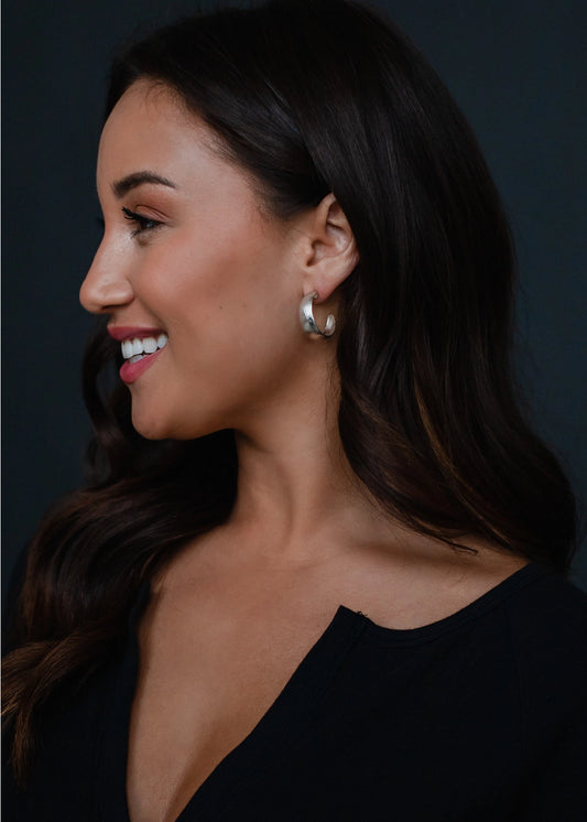 Silver Textured Hoops