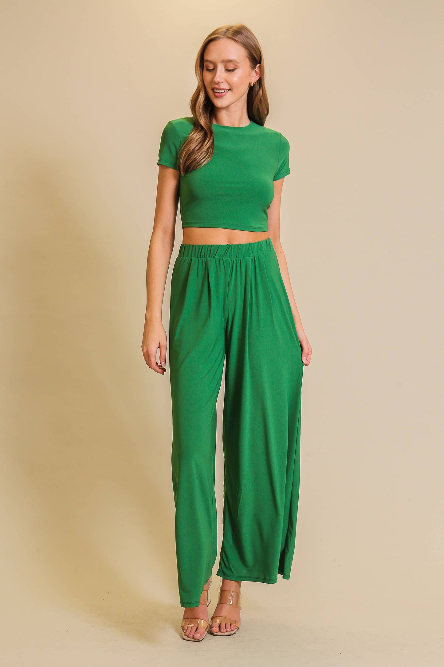 Heather High Waisted Wide Leg Pants