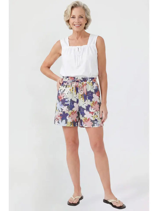 Paisley Pull-On Shorts with Pockets