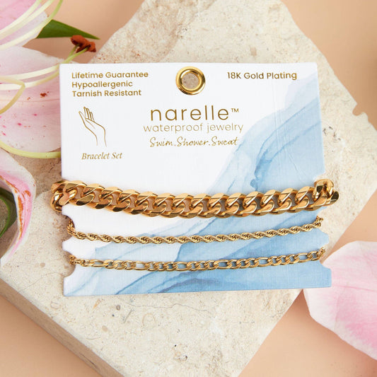 Waterproof Bracelets Narelle Figaro Chain Trio Set