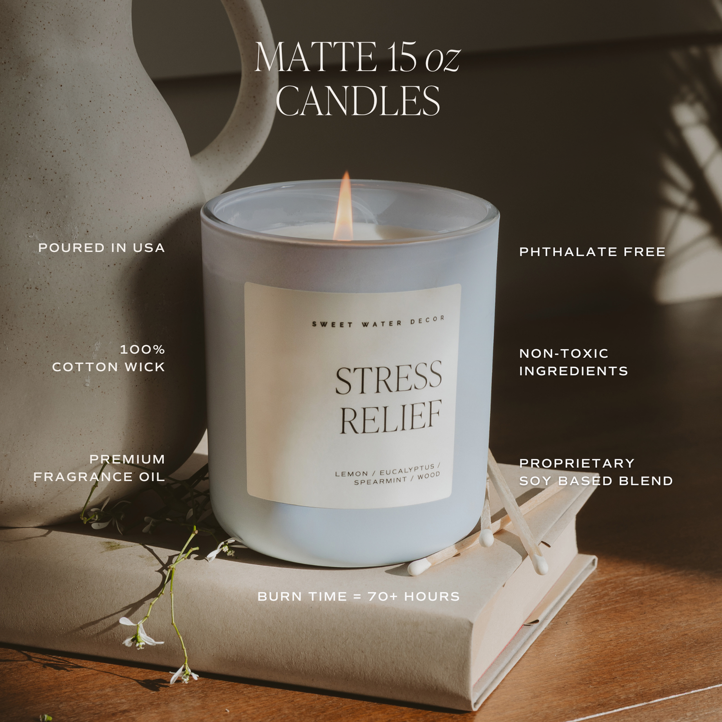 Spa Day 15 oz Soy Candle, Matte Jar