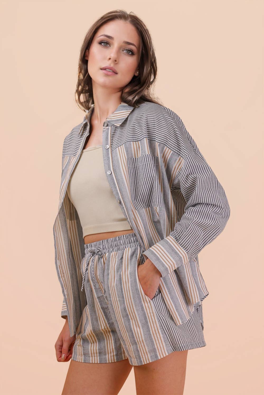 Wendy Woven Shirt Top & Shorts Set