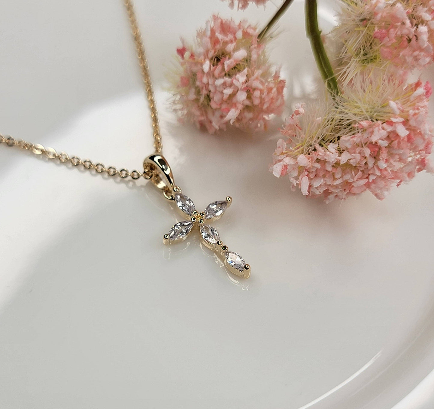 Cz Small Cross Necklace