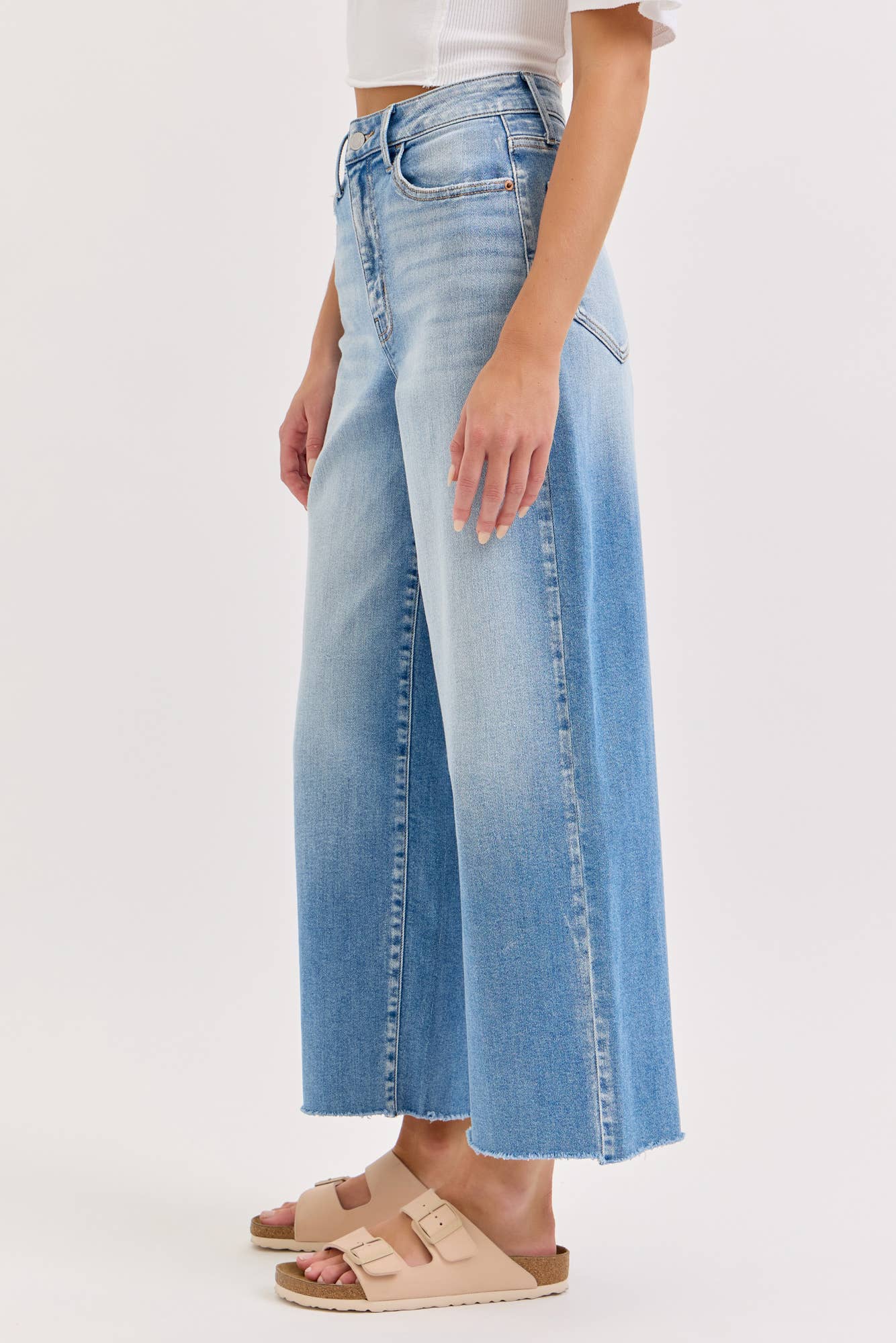 Lucy High Rise Crop Wide Leg with Raw Hem