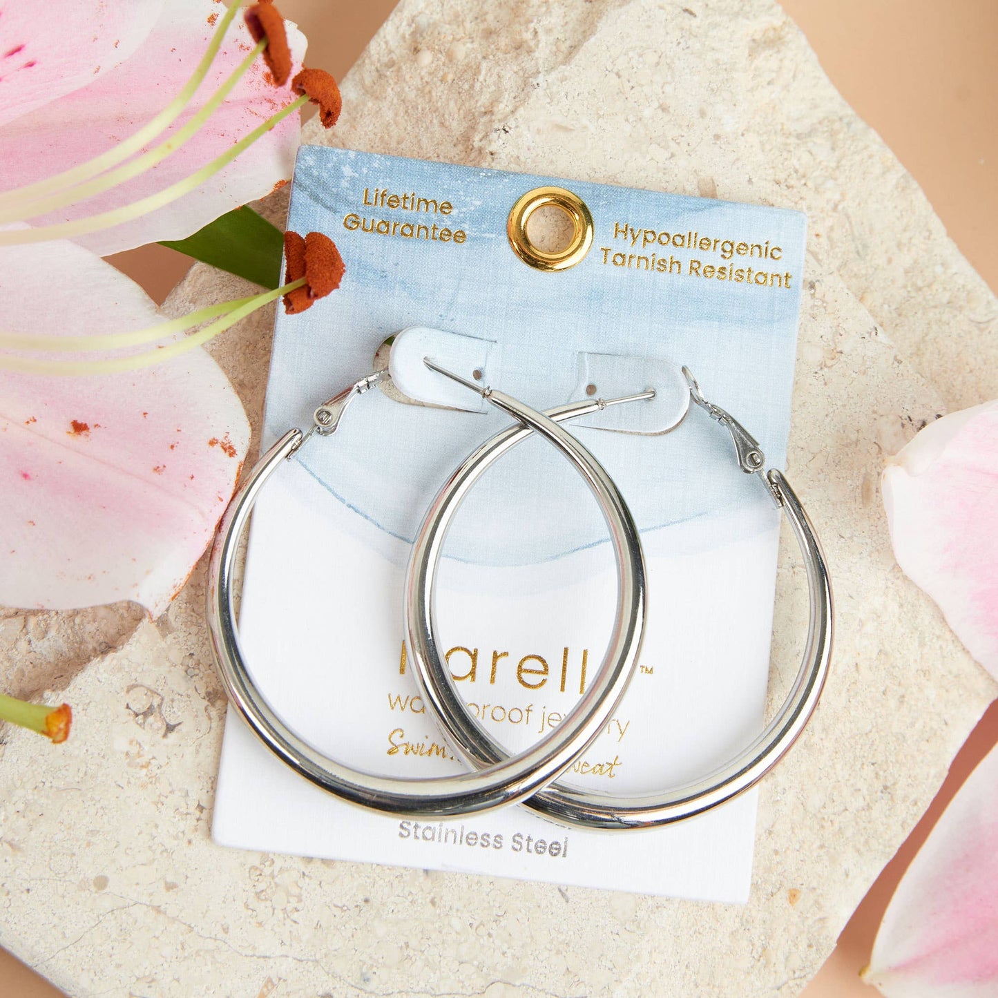 Waterproof Earrings Narelle Chunky Hoops in 18K Gold + Steel