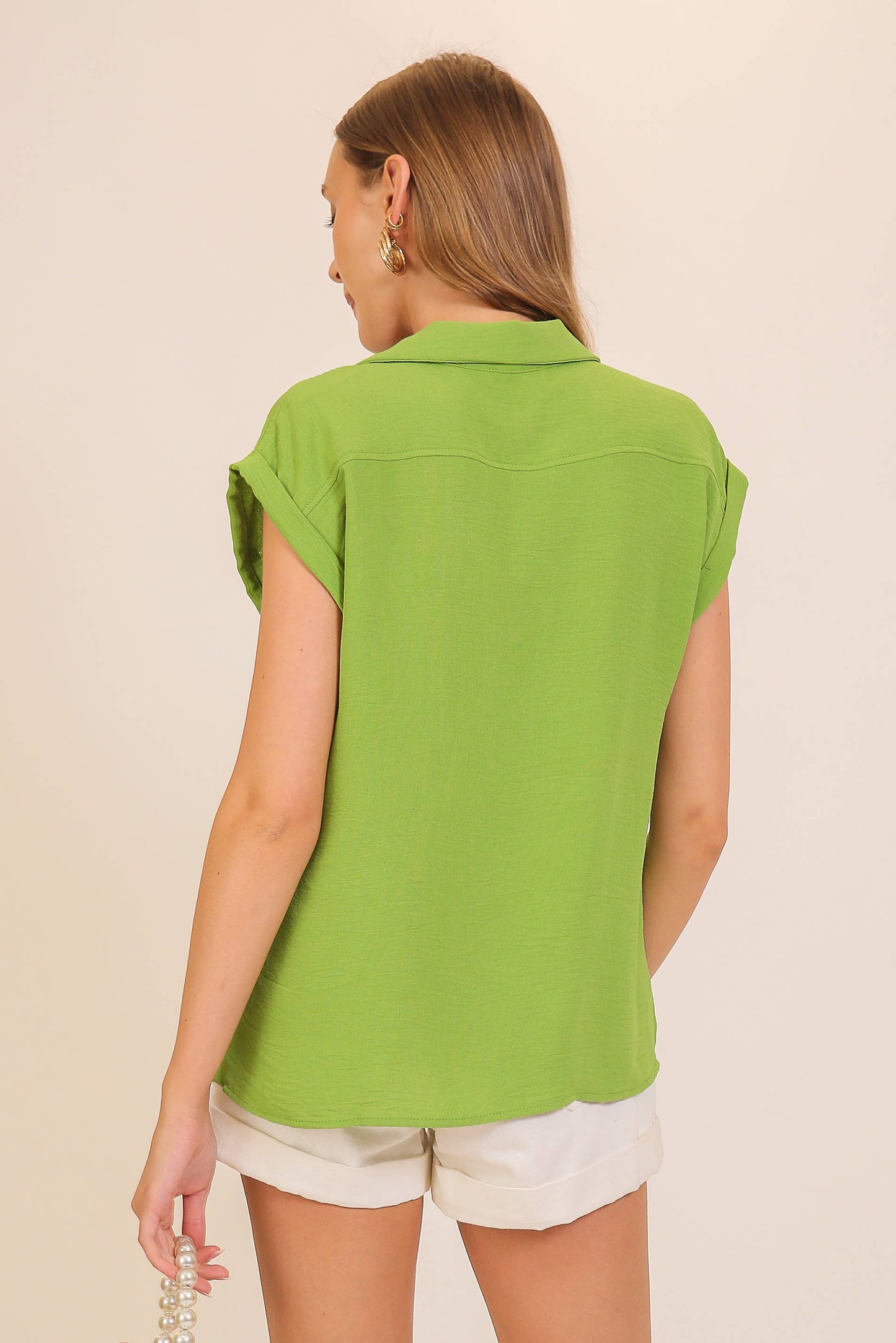 Carmen Collared Blouse with Pockets