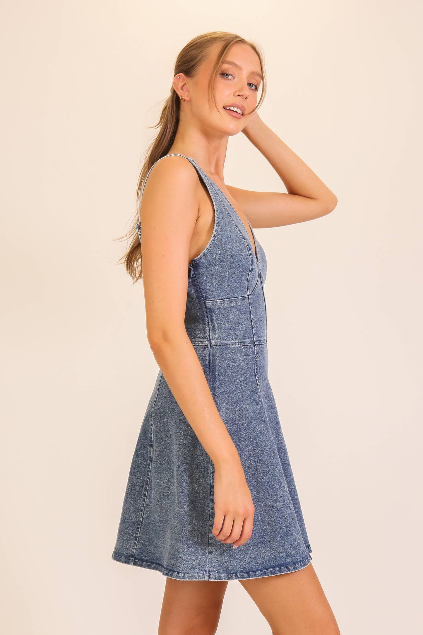 Faith Fit & Flare Stretch Denim Dress