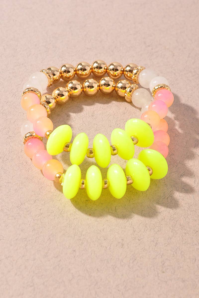 Neon Beaded Bracelet Set