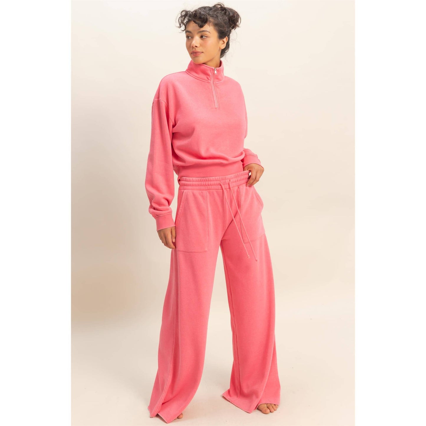 Burnout French Terry Wide-Leg Pants