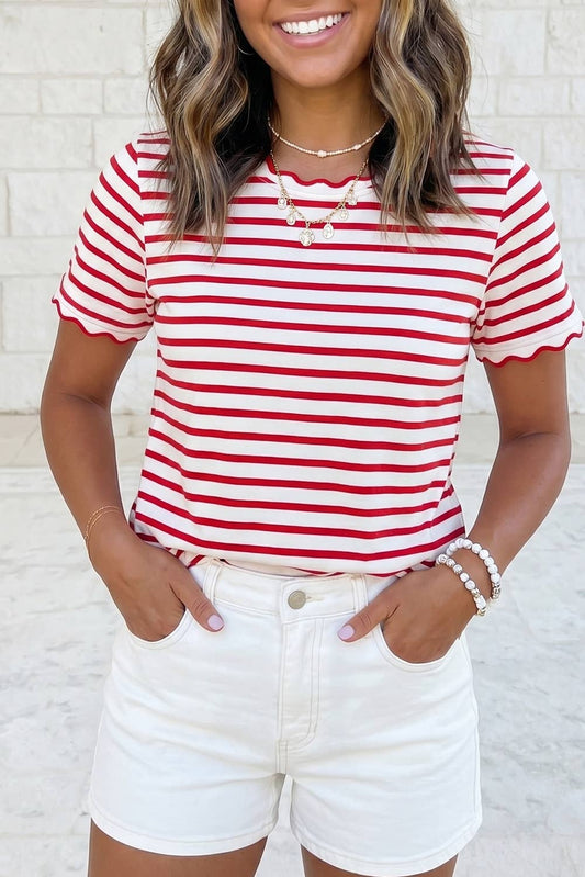 Cierra Scalloped Trim T Shirt