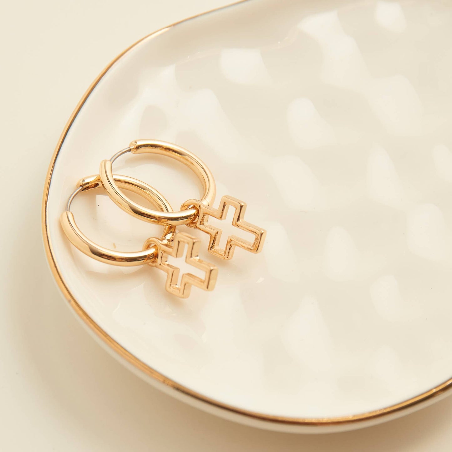 Cera Inspirational Frame Cross Earrings