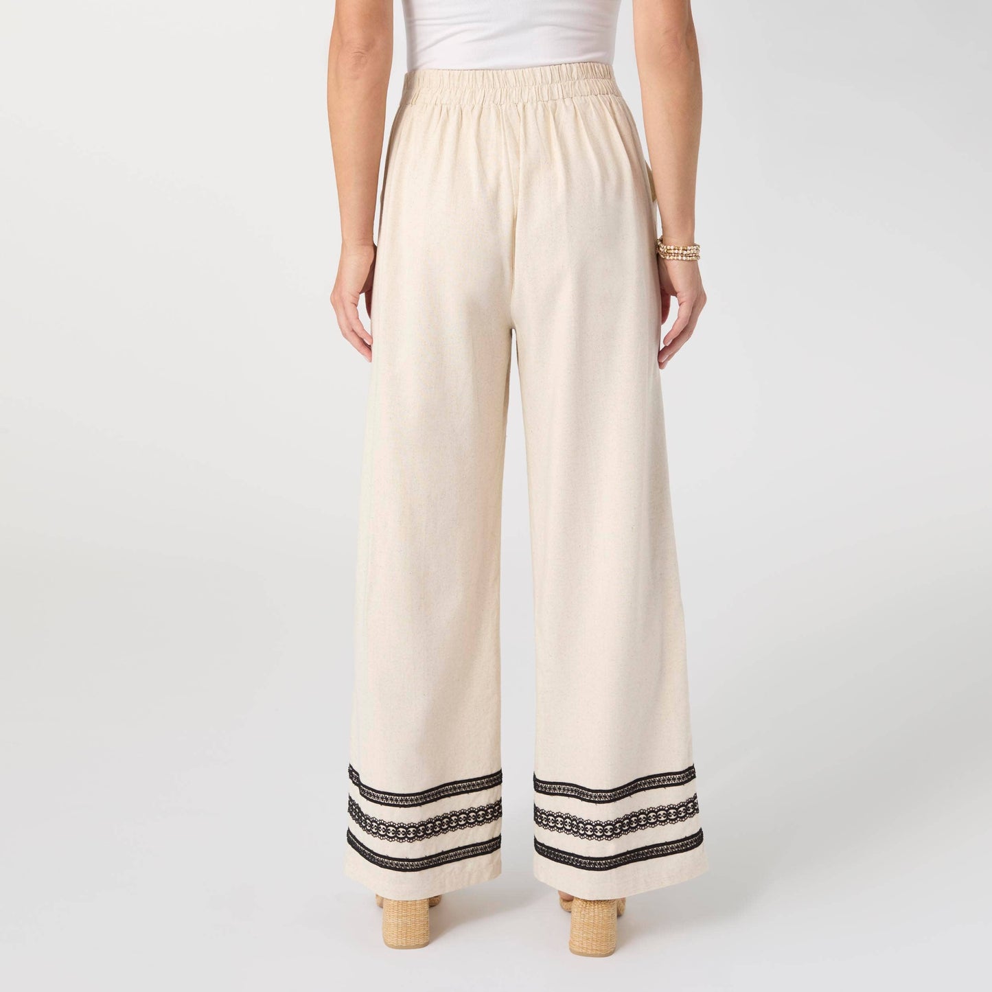 Isabelle Linen Pant with Crochet Trim