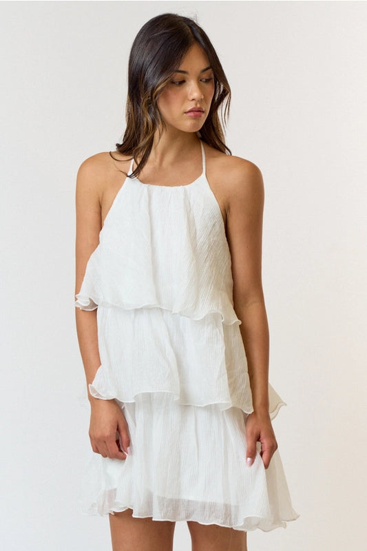 Paige Ruffled Halter Mini Dress