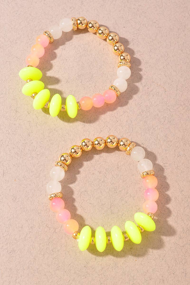 Neon Beaded Bracelet Set