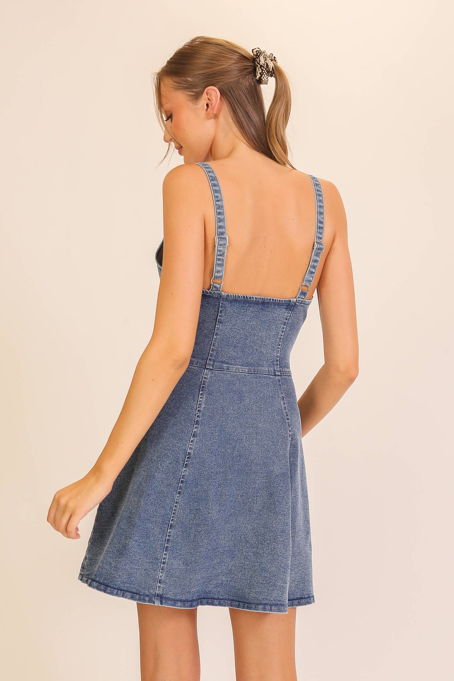 Faith Fit & Flare Stretch Denim Dress
