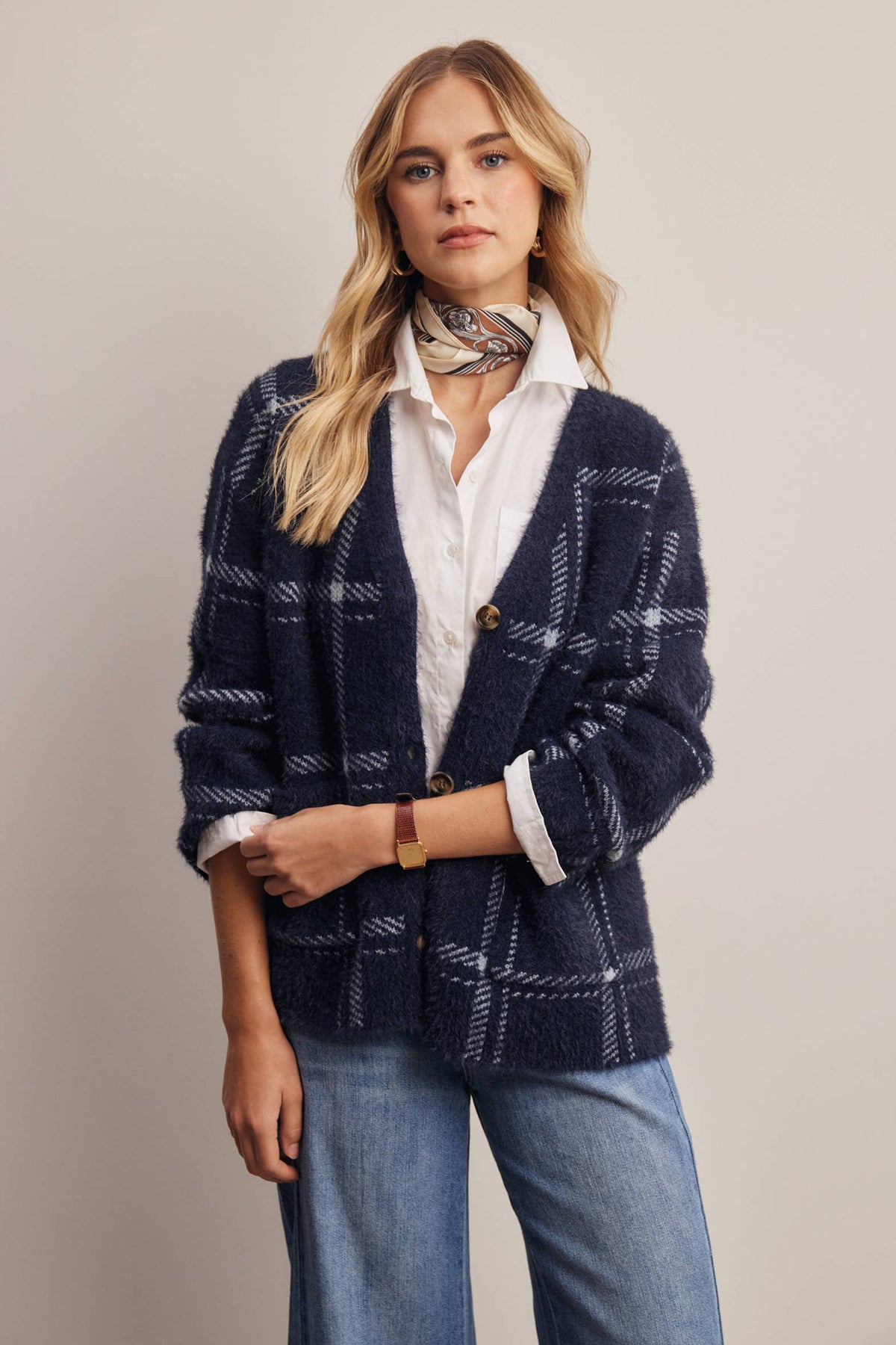 Amethyst Plaid Cardigan