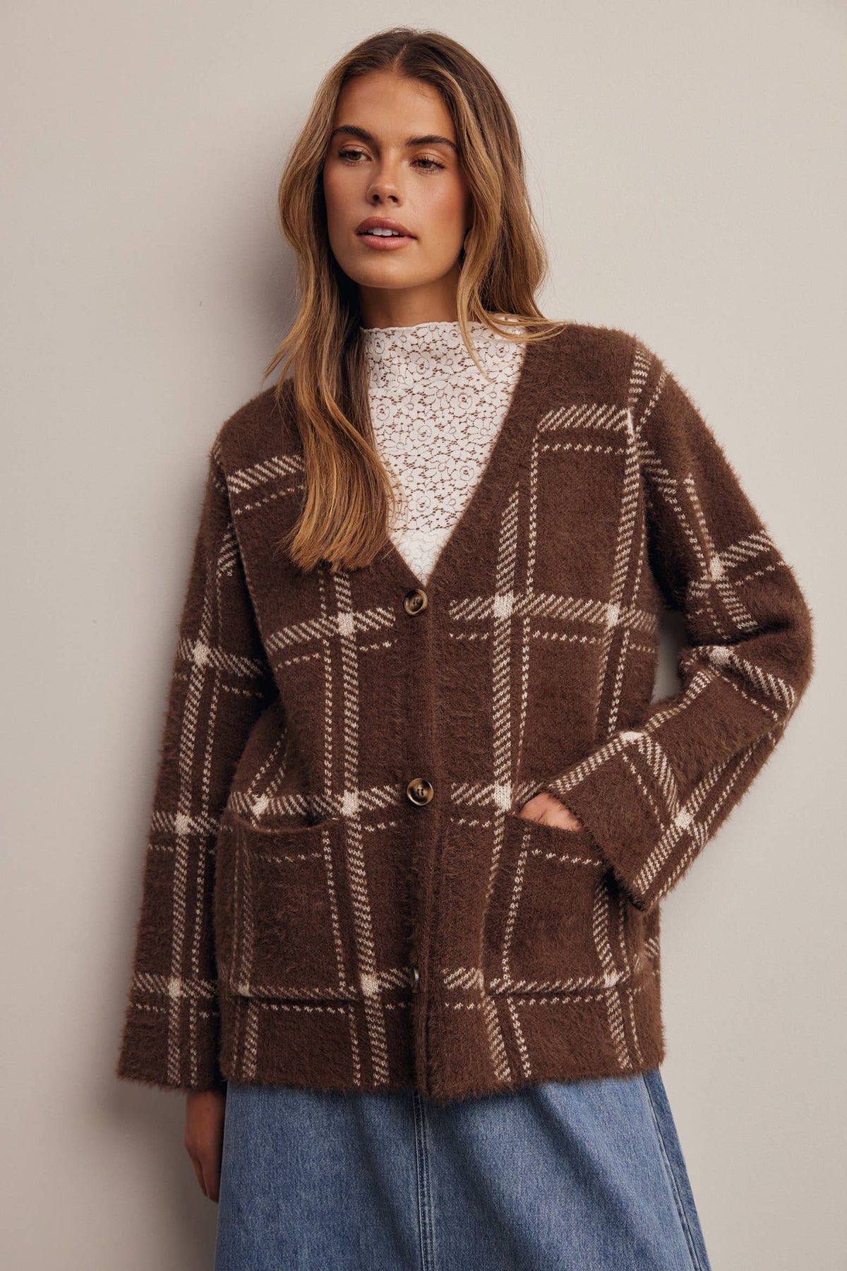 Amethyst Plaid Cardigan