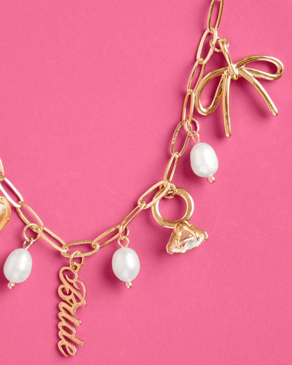 Gold Bride Charm Necklace | Bridal Jewelry, Bachelorette