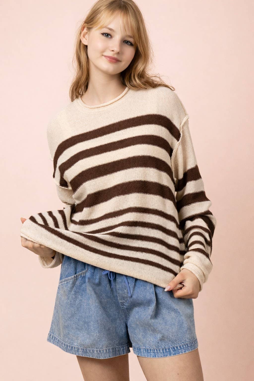 Stevie Striped Knit Summer Sweater Top