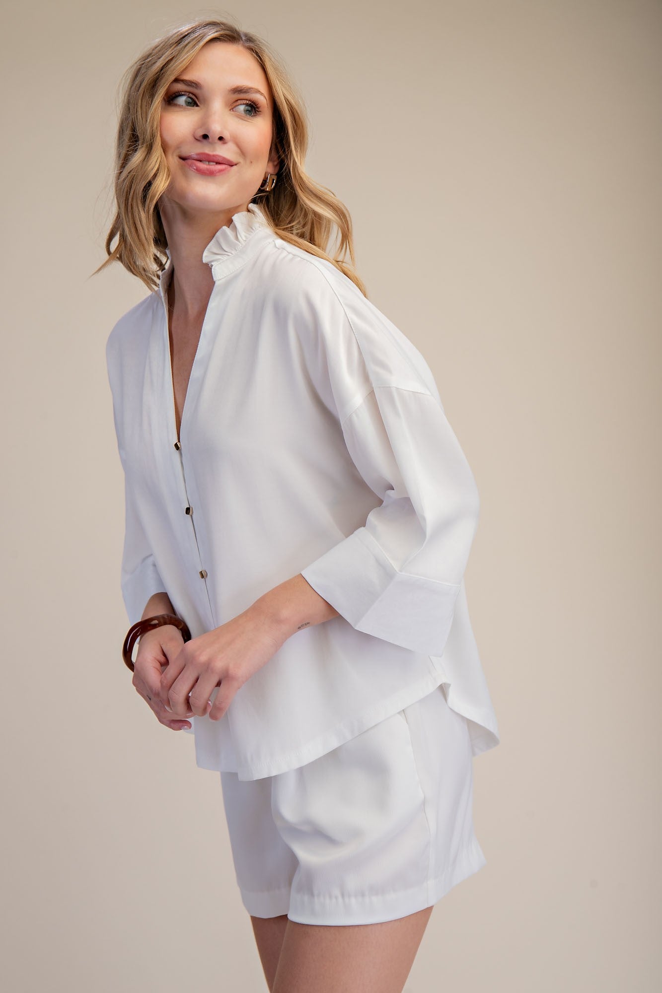 Ruby Ruffle V- Neck Top