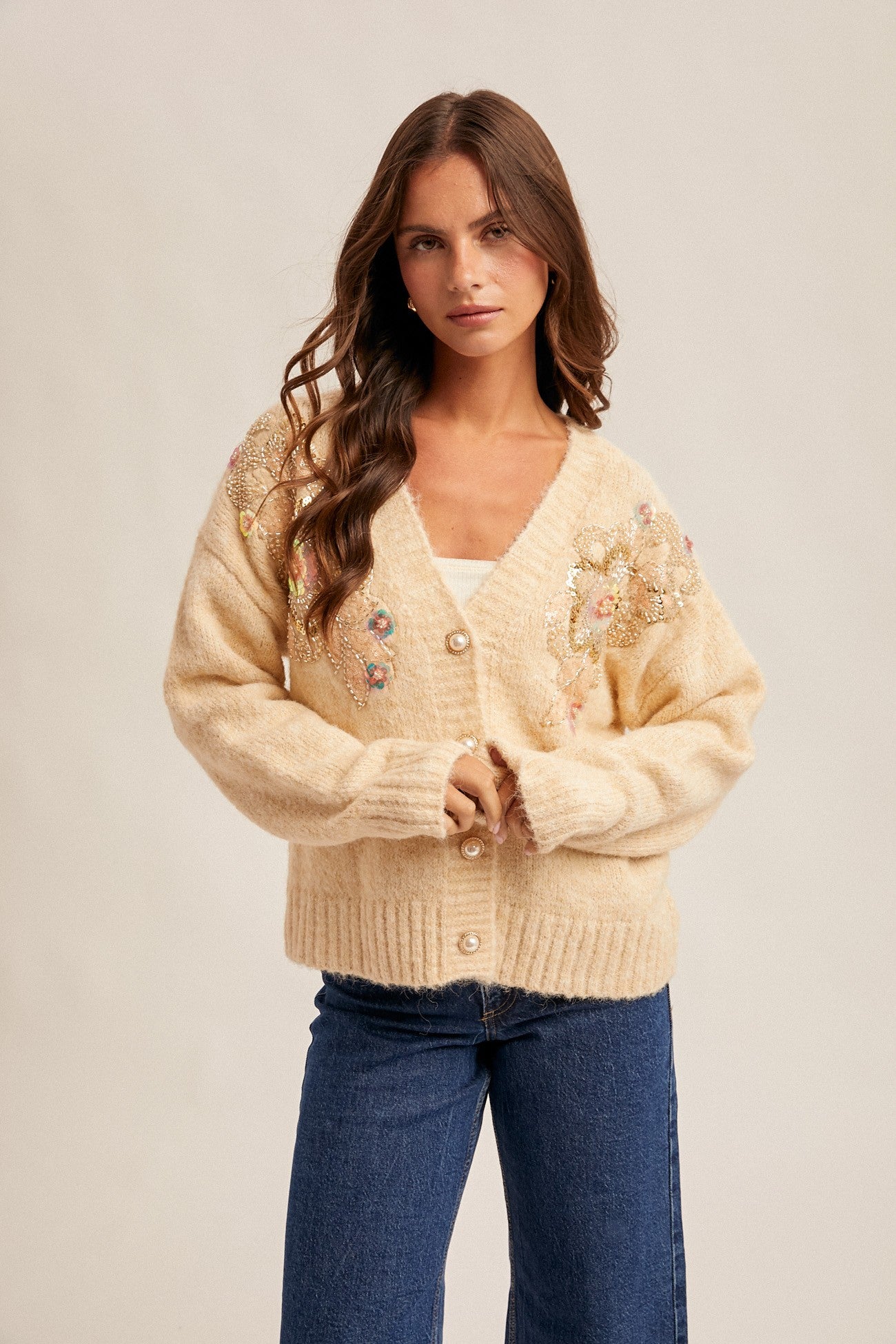 Sequin Button Down Cardigan