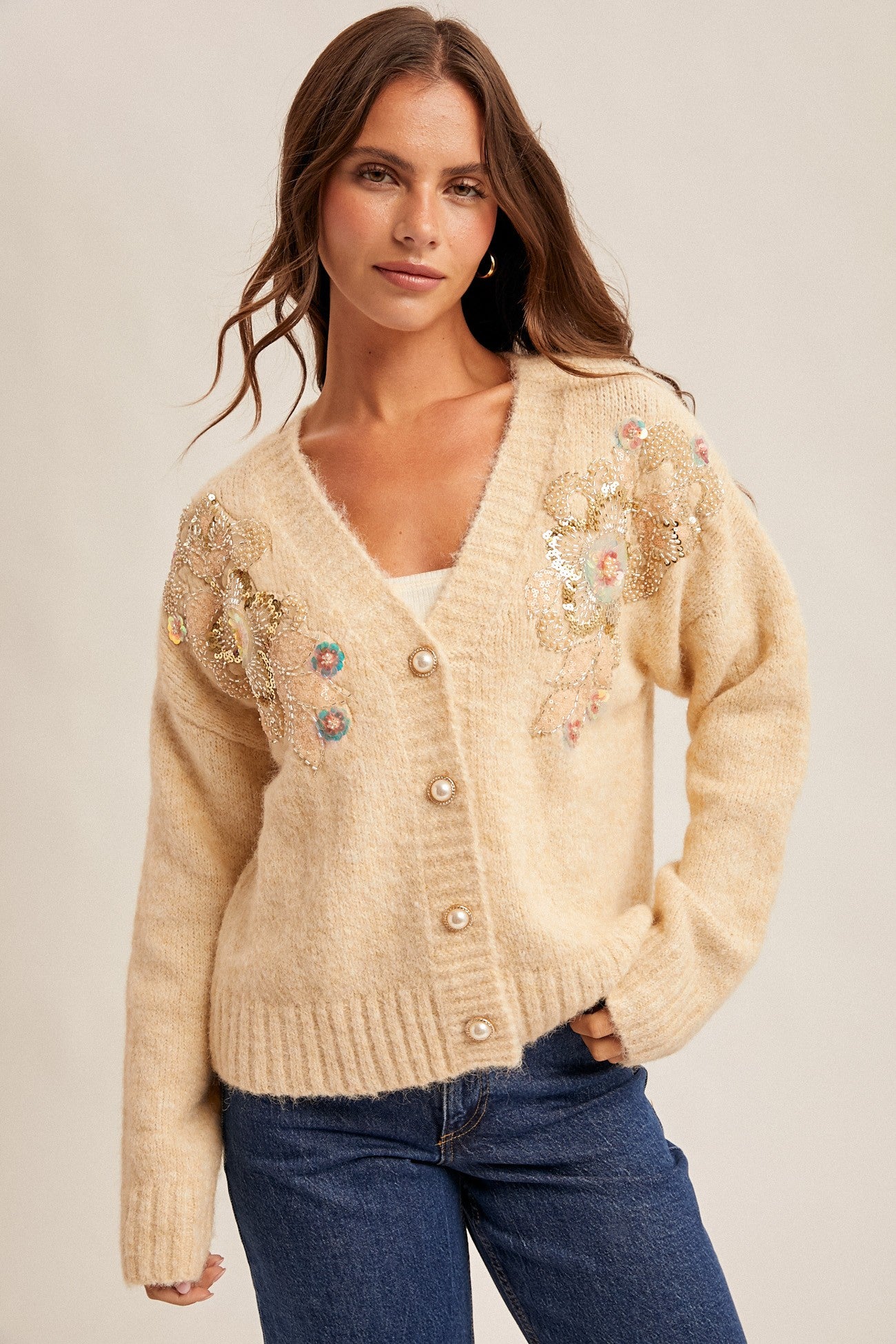 Sequin Button Down Cardigan
