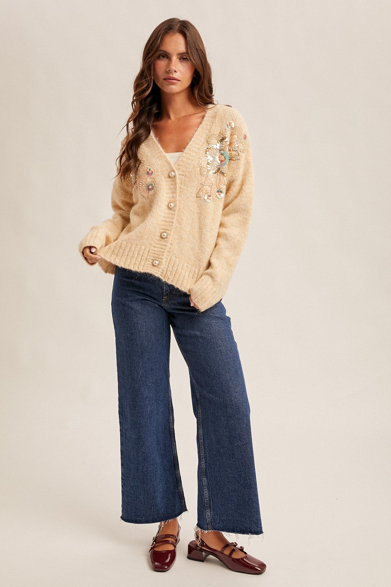 Sequin Button Down Cardigan