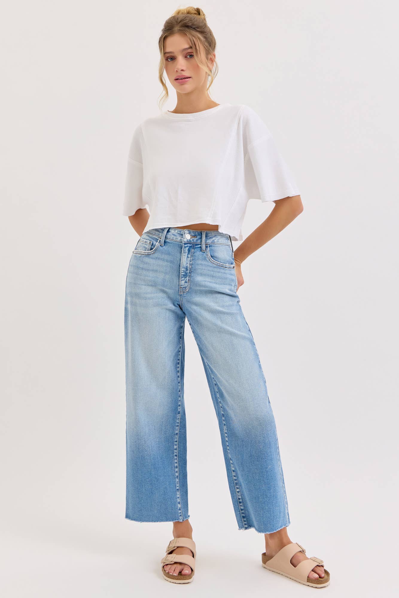 Lucy High Rise Crop Wide Leg with Raw Hem
