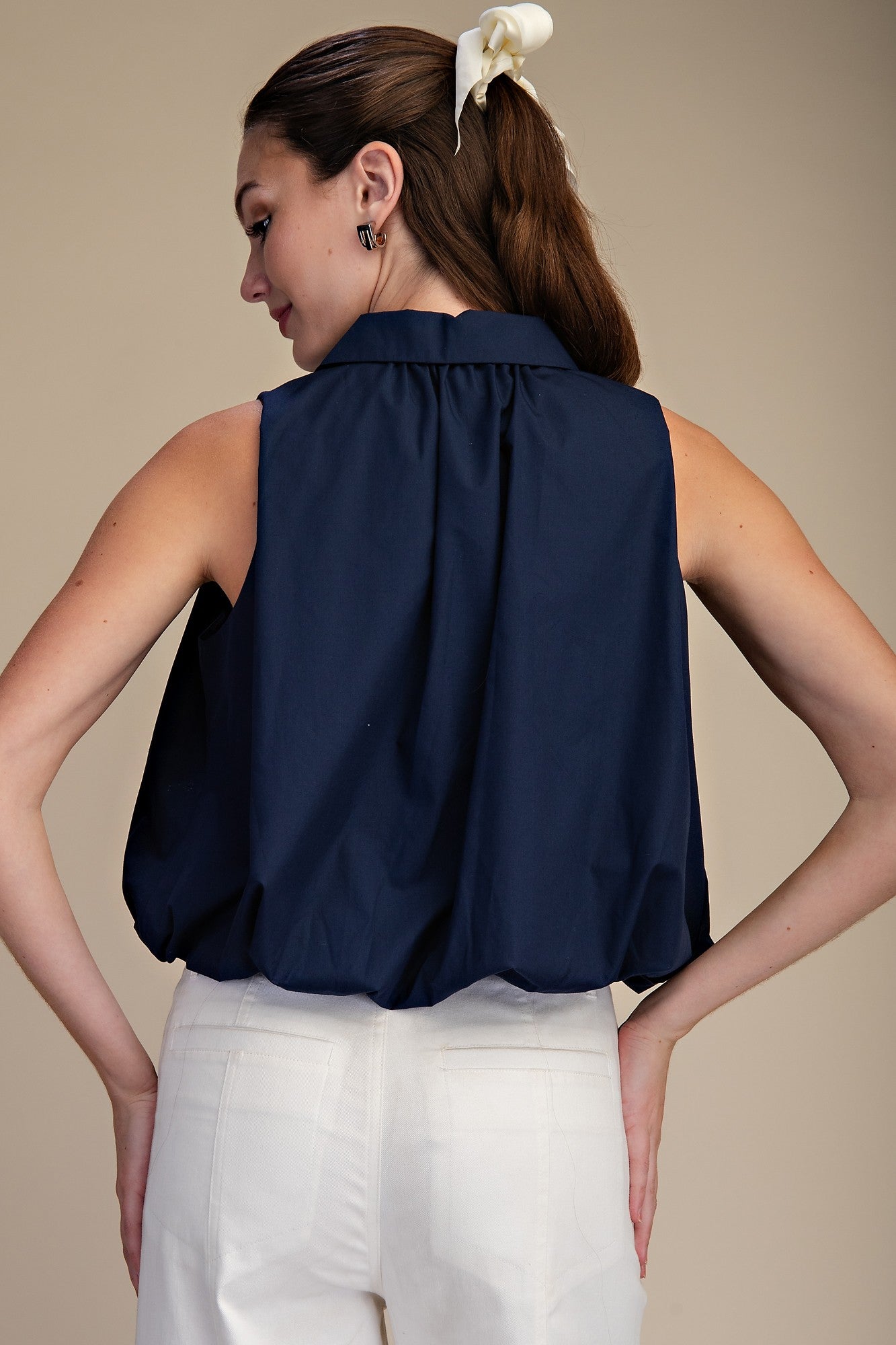Blissa Bubble Hem Sleeveless Top