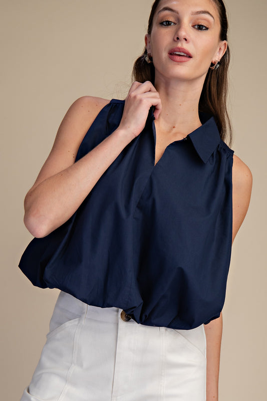 Blissa Bubble Hem Sleeveless Top