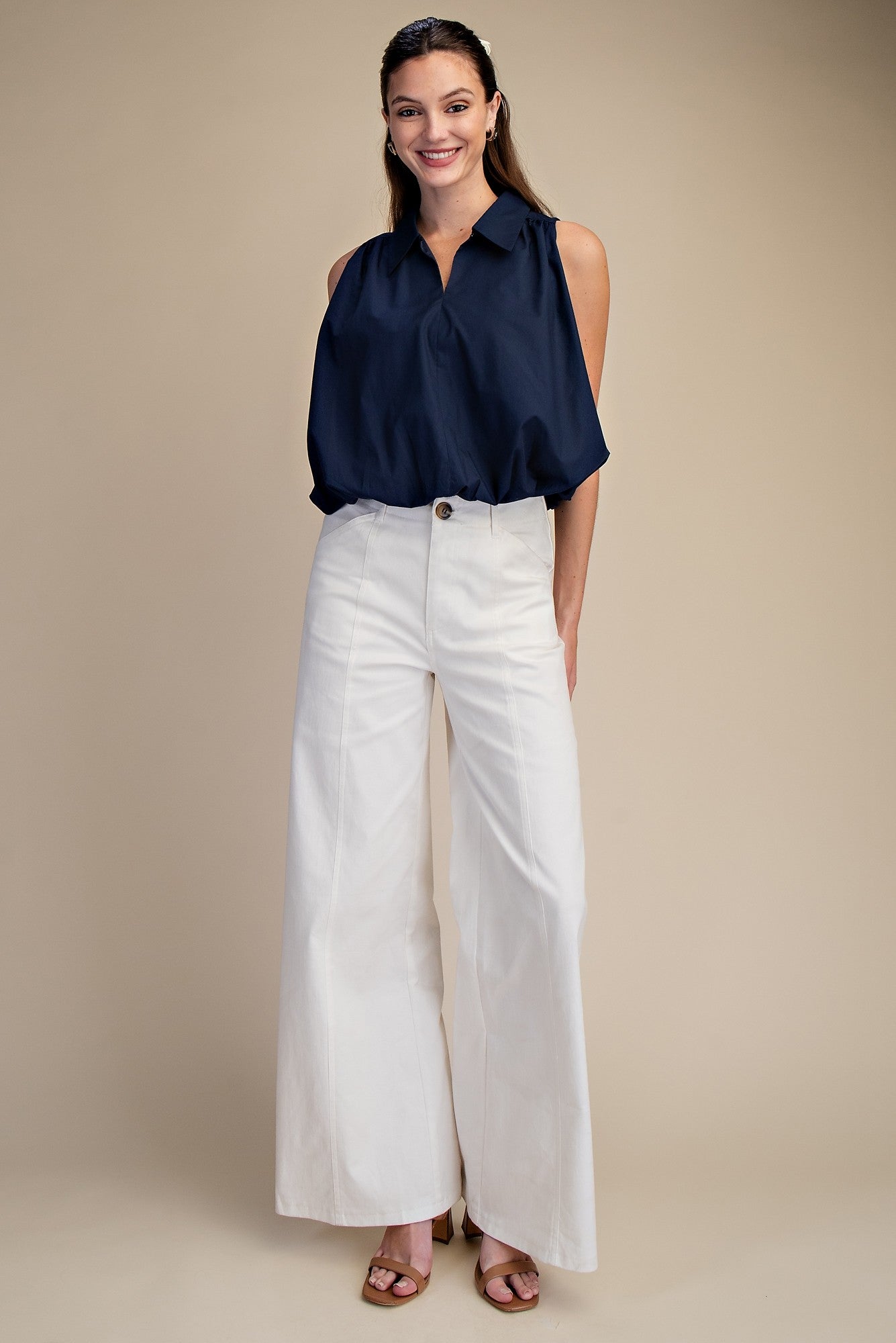 Blissa Bubble Hem Sleeveless Top
