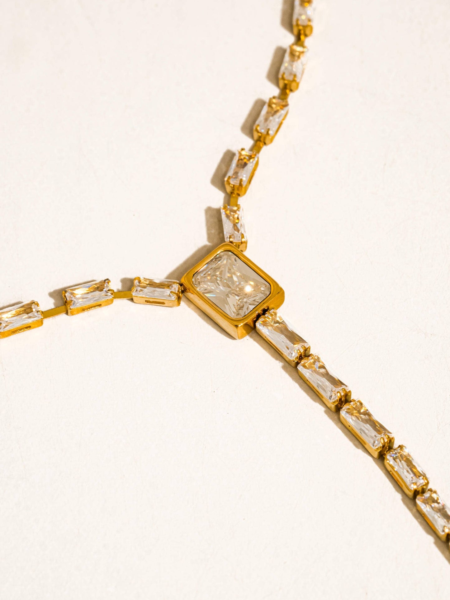 Cieline 18K Gold Non-Tarnish CZ Lariat Necklace