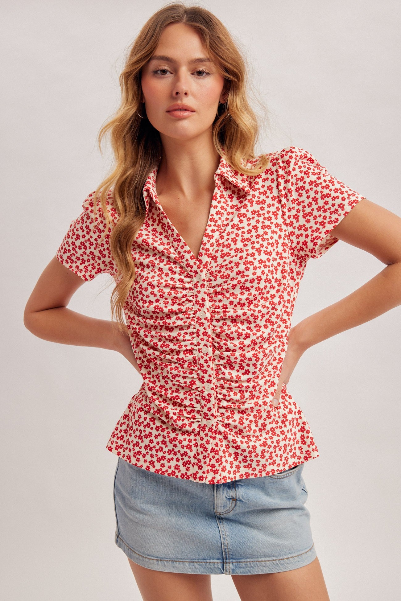Fiona Floral Front Button Down Shirt