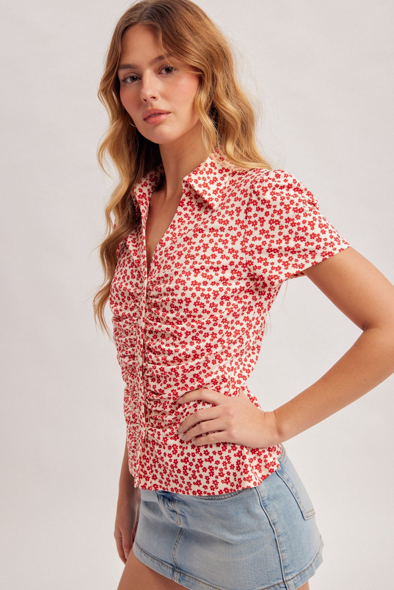Fiona Floral Front Button Down Shirt