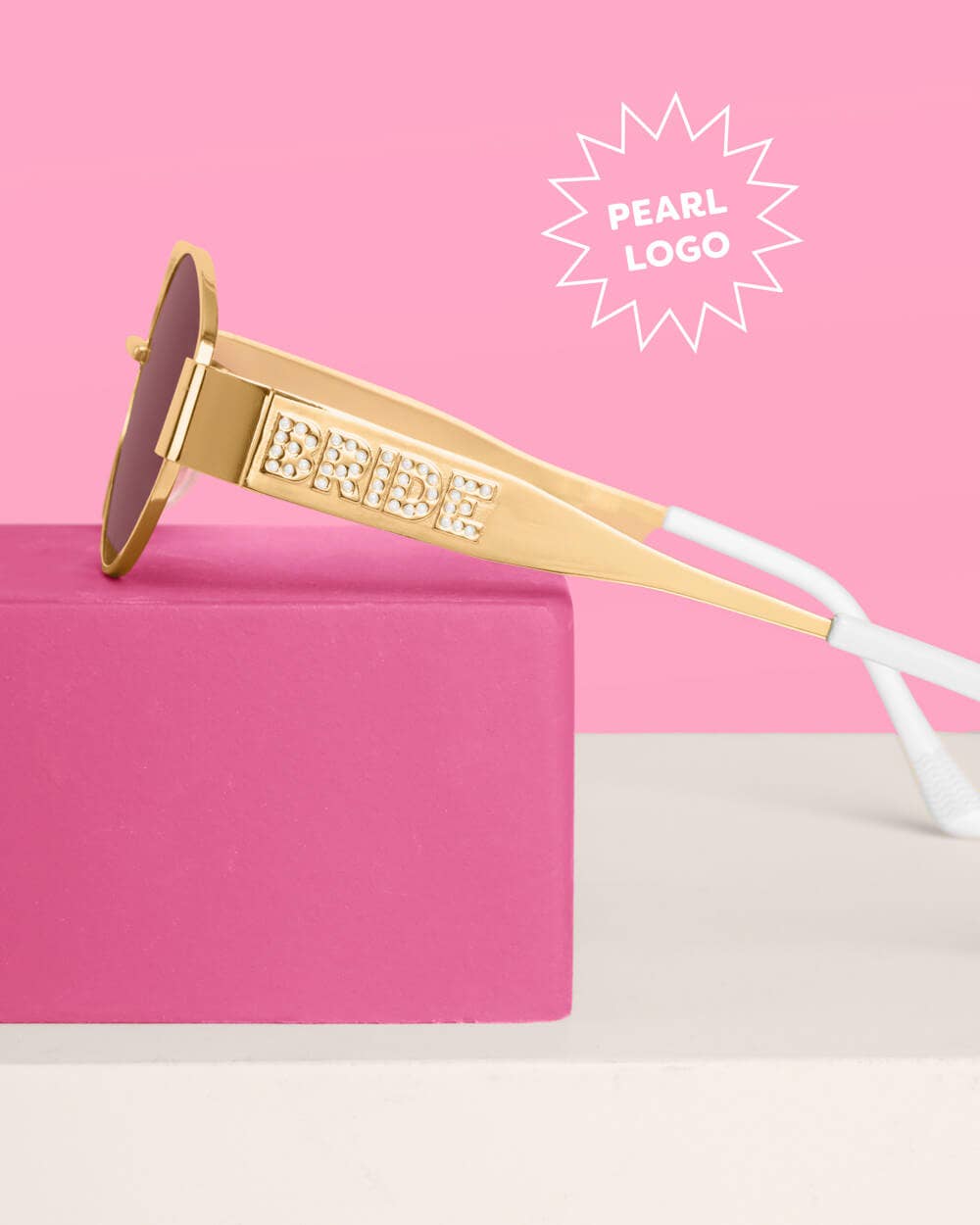 Gold Metal Bride Sunglasses | gold bride pearl bachelorette