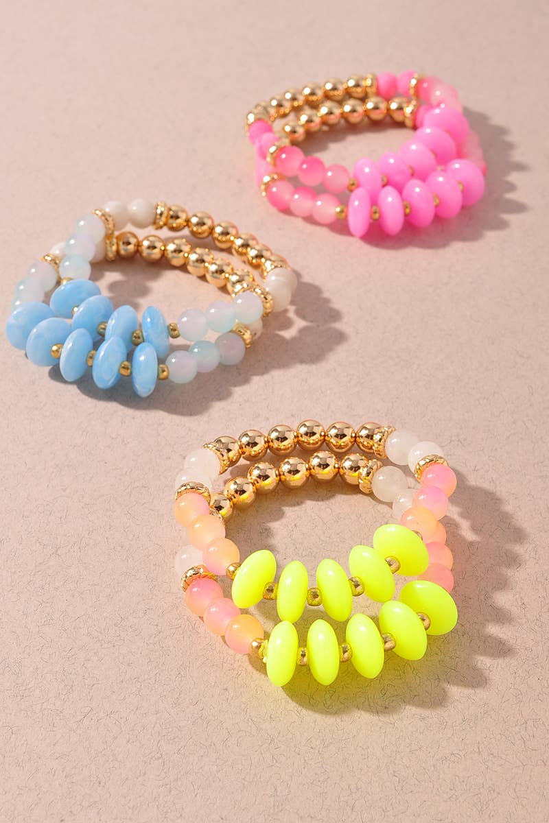 Neon Beaded Bracelet Set