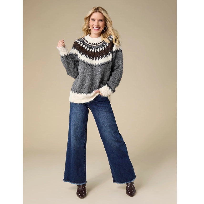 Perissa Fair Isle Mock Neck Sweater